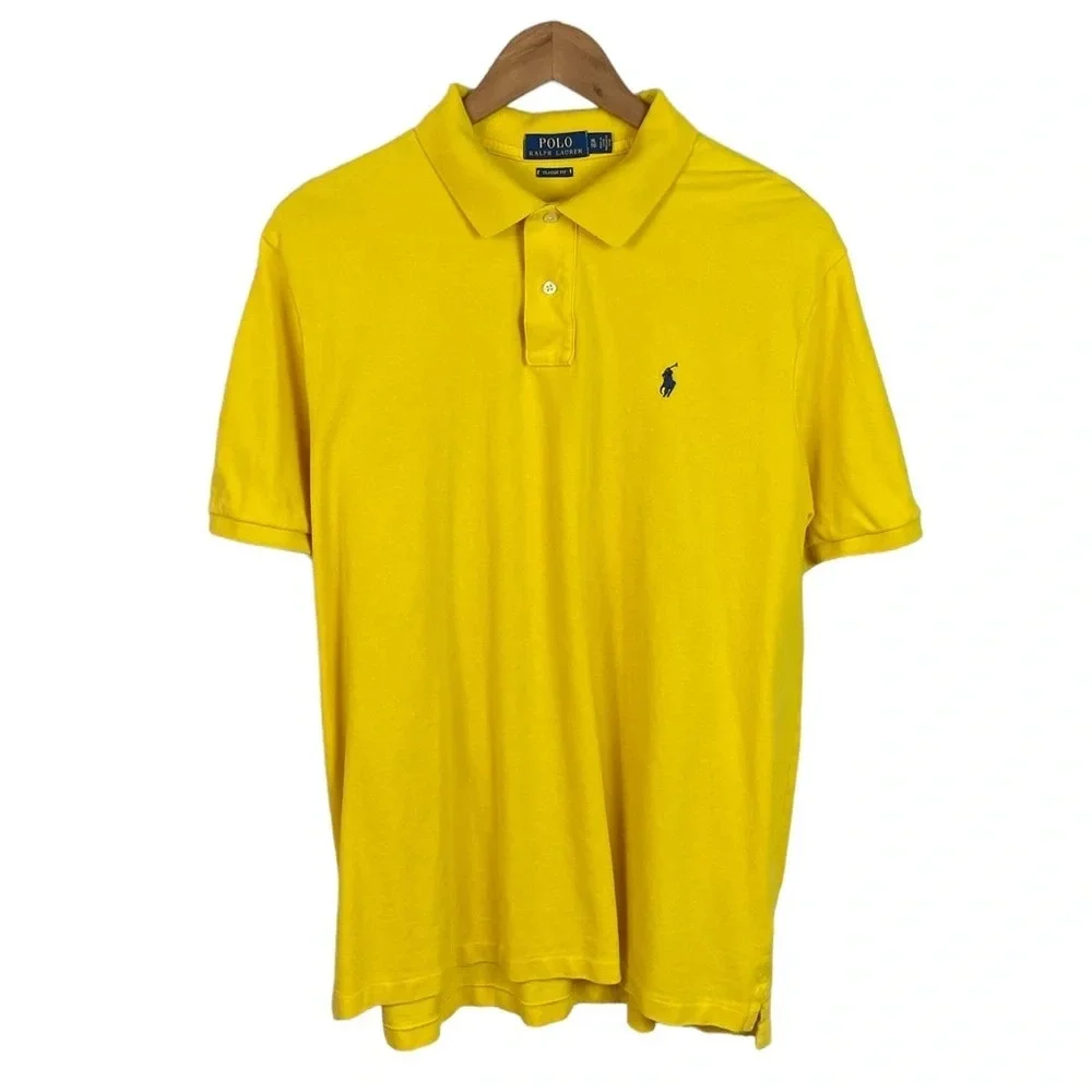 PO550 Mens Polo Ralph Lauren Designer Classic Fit Canary Yellow Polo Shirt XL